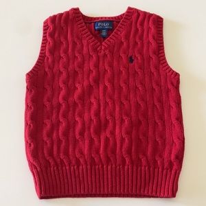 Polo Ralph Lauren Red Cable-Knit Sweater Vest 4T